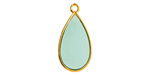 24K Gold (Plated) Transparent Sea Green Resin Drop Focal 13x23mm