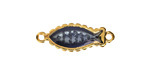 24K Gold (plated) Transparent Navy Blue Enamel Fish Focal Link 27x10mm