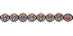 Czech Glass Bronze w/ Blue Wash Melon Round 6mm