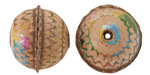 Hand Painted Weathered Metallic Rainbow Zigzags Leather Round Bead 20-22mm