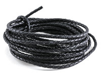 Black Braided Bolo Leather Cord 3mm, 3 meters