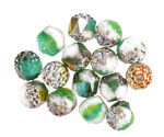 Czech Glass Fresh Mint w/ Rainbow Metallic Lantern 8mm