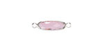 Rose Pink Crystal Elongated Oval Link in Silver Finish Bezel 22x6mm
