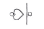 Mykonos Antique Silver (plated) Heart Toggle Clasp 14x17mm, 27mm Bar