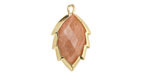Peach Moonstone Faceted Puff Leaf Focal w/ Gold Finish 14x22mm