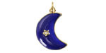 18k Gold (plated) Cobalt Enamel Crescent Moon w/ Crystal Star Focal 14x20mm