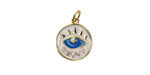 18k Gold (plated) White & Blue Enamel Evil Eye Coin Focal 12.5x14.5mm