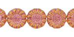 Czech Glass Topaz w/ Pink Wash Sunflower 13mm