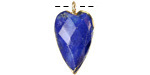 Lapis Faceted Heart Pendant w/ Gold Finish 13x20mm