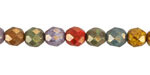 Czech Glass Bronzed Opaque Multi Color Mix Fire Polished Round 8mm