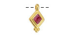24K Gold (plated) Magenta Pearl Enamel Beaded Diamond Focal 10x17mm