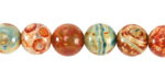 Copper Red & Sage Agate Round 10mm