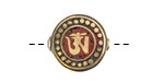 Nepalese Brass Om w/ Inlaid Coral Coin Bead 20mm