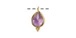 Amethyst w/ Gold Finish Faceted Teardrop Focal 10x12mm