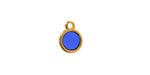 24K Gold (Plated) Transparent Cobalt Blue Resin Round Focal 8x11mm