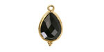 Black Obsidian w/ Gold Finish Faceted Teardrop Focal 12x21mm