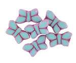 Czech Glass Turquoise w/ Matte Pink Butterfly 11x20mm