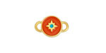 24K Gold (plated) Hyacinth & Turquoise Enamel North Star Round Focal Link 16x10mm