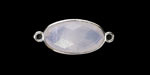 Blue Rose Quartz Faceted Puff Oval Link w/ Silver Finish Bezel 12x20mm