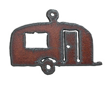 The Lipstick Ranch Rusted Iron Happy Camper Pendant 65x46mm
