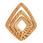 Natural Rattan-Style Woven Concentric Diamonds Focal 35-37x43-48mm