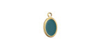 Peacock Enamel Gold (plated) Stainless Steel Small Oval Charm 6x10mm