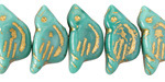 Czech Glass Turquoise w/ Gold Bird 11x22mm