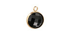 Jet Crystal Round Drop in Gold Finish Bezel 12.8x16.5mm
