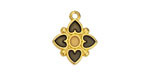 24K Gold (plated) Transparent Gray Enamel Quatrefoil Focal 15x18mm