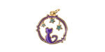 18k Gold (plated) Enamel Twilight Celestial Cat Focal 15.5x16.5mm