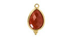 Red Jasper w/ Gold Finish Faceted Teardrop Focal 12x21mm