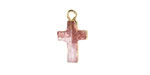 Strawberry Quartz Faceted Cross Focal w/ Gold Finish 10x15mm