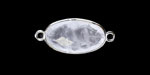 Rock Crystal Quartz Faceted Puff Oval Link w/ Silver Finish Bezel 12x20mm