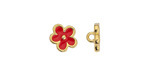 24K Gold (plated) Red Enamel Daisy Button 10mm