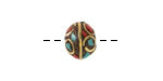 Nepalese Brass w/ Turquoise & Coral Mosaic w/ Rings Saucer Bead 9x11mm