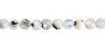 Moonstone (rainbow) w/ Black Tourmaline Faceted Round 5mm