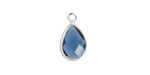 Midnight Blue Crystal Teardrop in Silver Finish Bezel 10.5x18mm