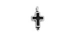 Antique Silver (plated) Jet Enamel Cross Focal 9x17mm