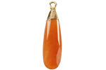 Red Aventurine Faceted Puff Teardrop Focal w/ Gold Finish 9x28mm