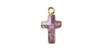 Dogtooth Amethyst Faceted Cross Focal w/ Gold Finish 10x15mm