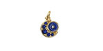 18k Gold (plated) Tiny Blue Crystal Crescent w/ Blue Enamel Moon Focal 9x11mm