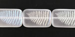 Czech Glass Laser Etched Fern on Matte Crystal AB Rectangle 19x12mm