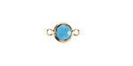 Pacific Blue Crystal Round Link in Gold Finish Bezel 14.5x8.5mm