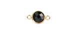 Jet Crystal Round Link in Gold Finish Bezel 14.5x8.5mm