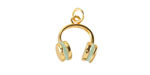 Sweet Mint Enamel w/ Gold Finish Headphones Charm 14x16mm