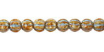 Czech Glass Bisque Picasso w/ Blue Wash Large Hole Melon Round 6mm