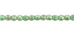 Czech Fire Polished Glass Sweet Mint w/ Etched Silver Finish Round 4mm
