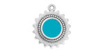 Antique Silver (plated) Turquoise Enamel Sun Focal 18x21mm