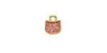 24K Gold (plated) Pink Glitter Enamel Cat Head Focal 8x9mm