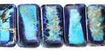 Cobalt & Ocean Blue Impression Jasper 2-Hole Rectangle 10x20mm